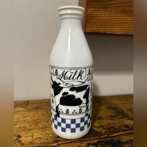 White Milk Bottle with Cow Design